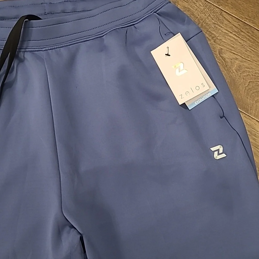 Mens Medium Zelos Powder Blue Reflective Joggers Sweatpants Zipper Quick Dry NWT - Picture 2 of 4